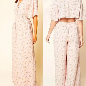 Sugarlips Kimono Sleeves Full Length Floral Jumpsuit Size Medium